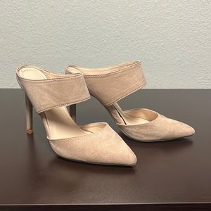 Nude mule heels